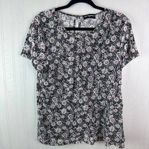 Karl Lagerfeld Paris short sleeve blouse size Medium - Picture 1 of 6